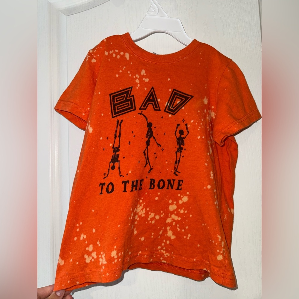 Kids Orange 'Bad to the Bone' Halloween Graphic Tee